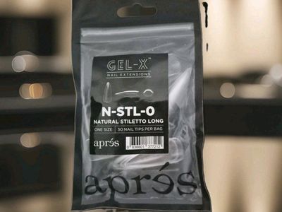 New! 4x Apres Gel-X Nail Extentions Natural Stiletto Long 50 Tips Per Bag N-STL-O One Size
