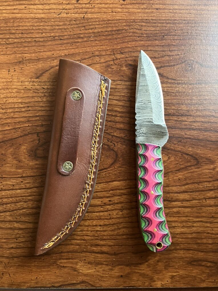 Damascus Steel 4 Inch Knives With Sheath