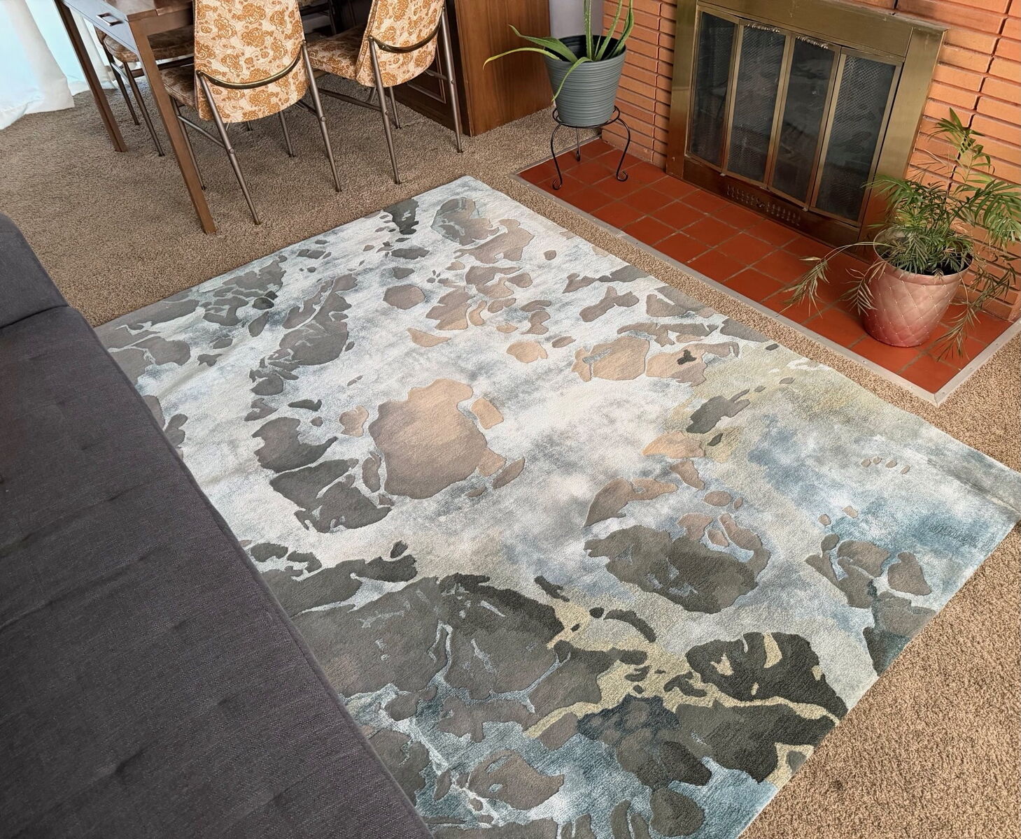 Nourison 7'5" x 5'6" Prismatic PRS-14 Grey/Slate Hand-Tufted Area Rug, 50% New Zealand Wool