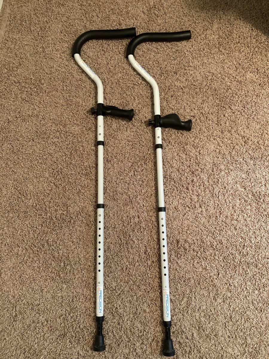 Precision Underarm Crutches with spring assist and ergonomic handles fits up to 5ft 6 in