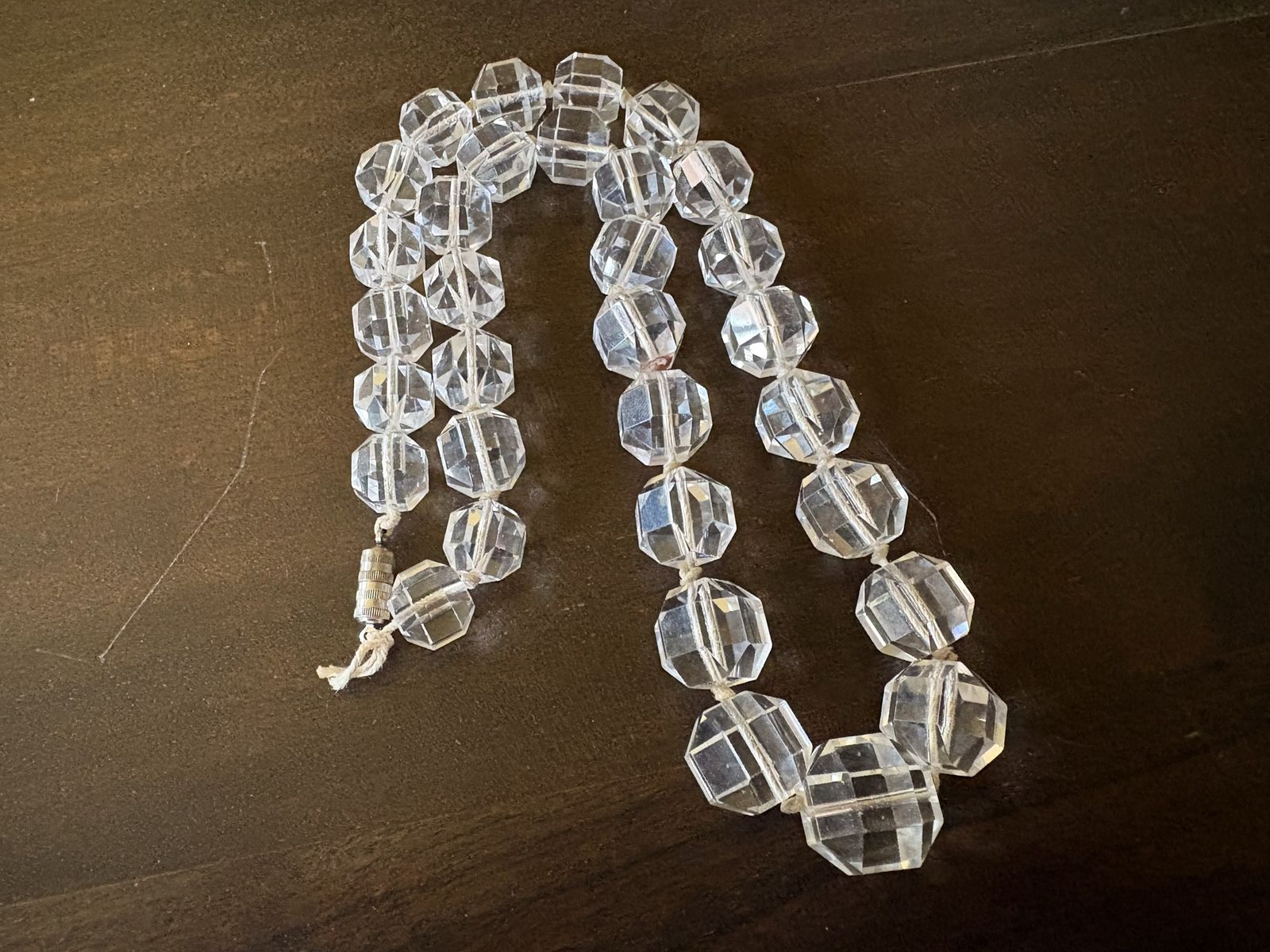 Vintage Clear Cut Faceted Crystal Quartz Necklace