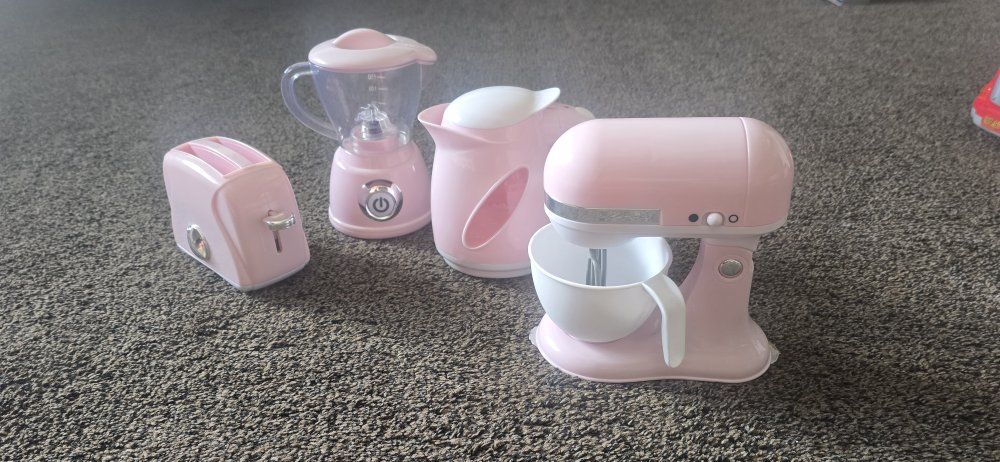 Pink Toy Kitchen Appliance Set - Mixer, Blender, Toaster, Kettle