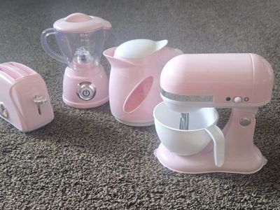 Pink Toy Kitchen Appliance Set - Mixer, Blender, Toaster, Kettle