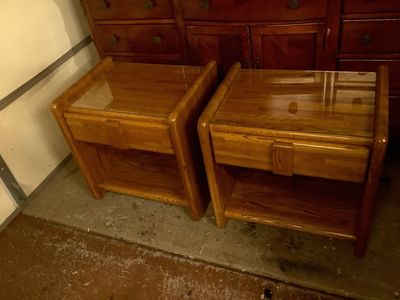Pair of Vintage Oak Nightstands