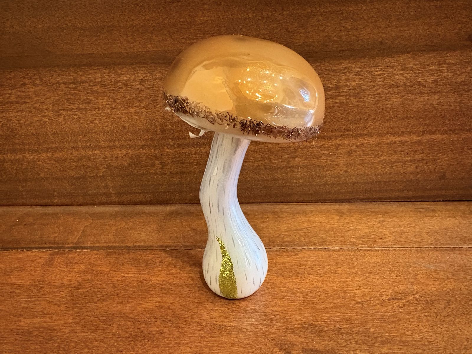 New Small Glass Mushroom Copper Color w/ Glitter