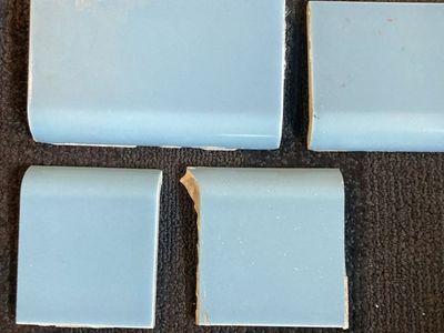 Vintage 5 Blue MCM Bath Kitchen Bullnose Replacement Tiles 1940's