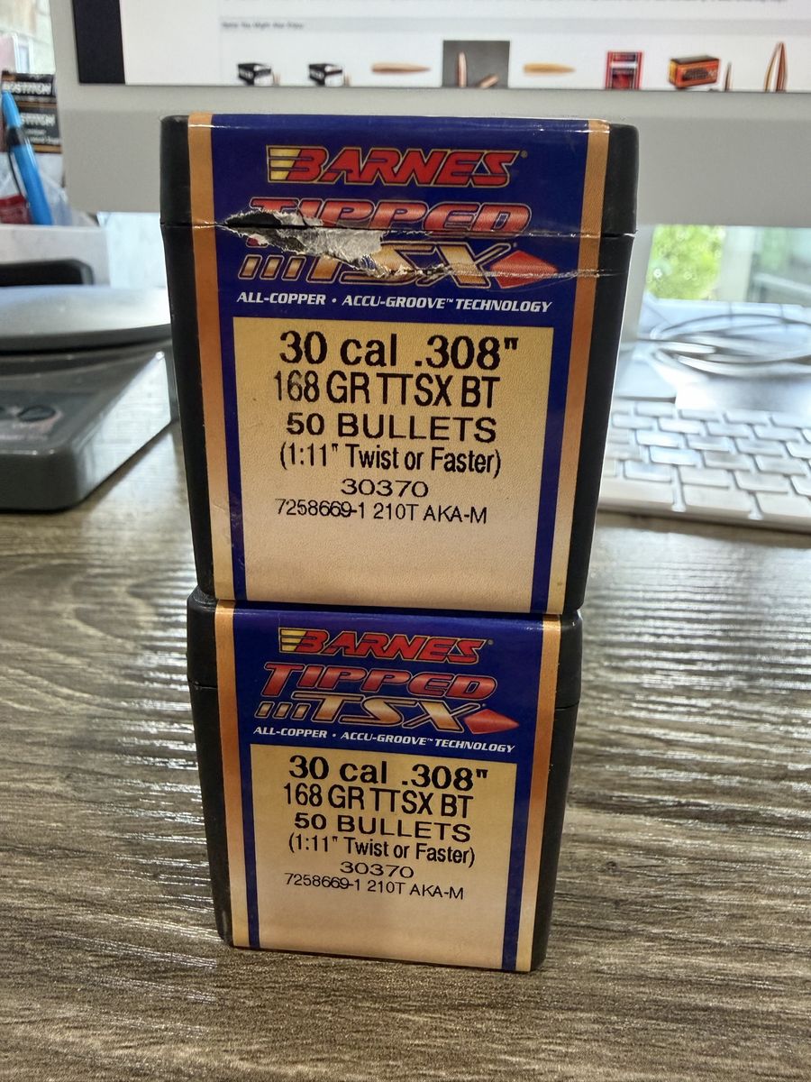 Barnes 30 cal 168 Grain TTSX rifle bullets