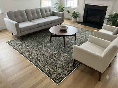NEW 8x10 Green Area Rugs for Living Room, Vintage Floral Non-Slip Washable Rugs, Farmhouse Botanical Birds Nature