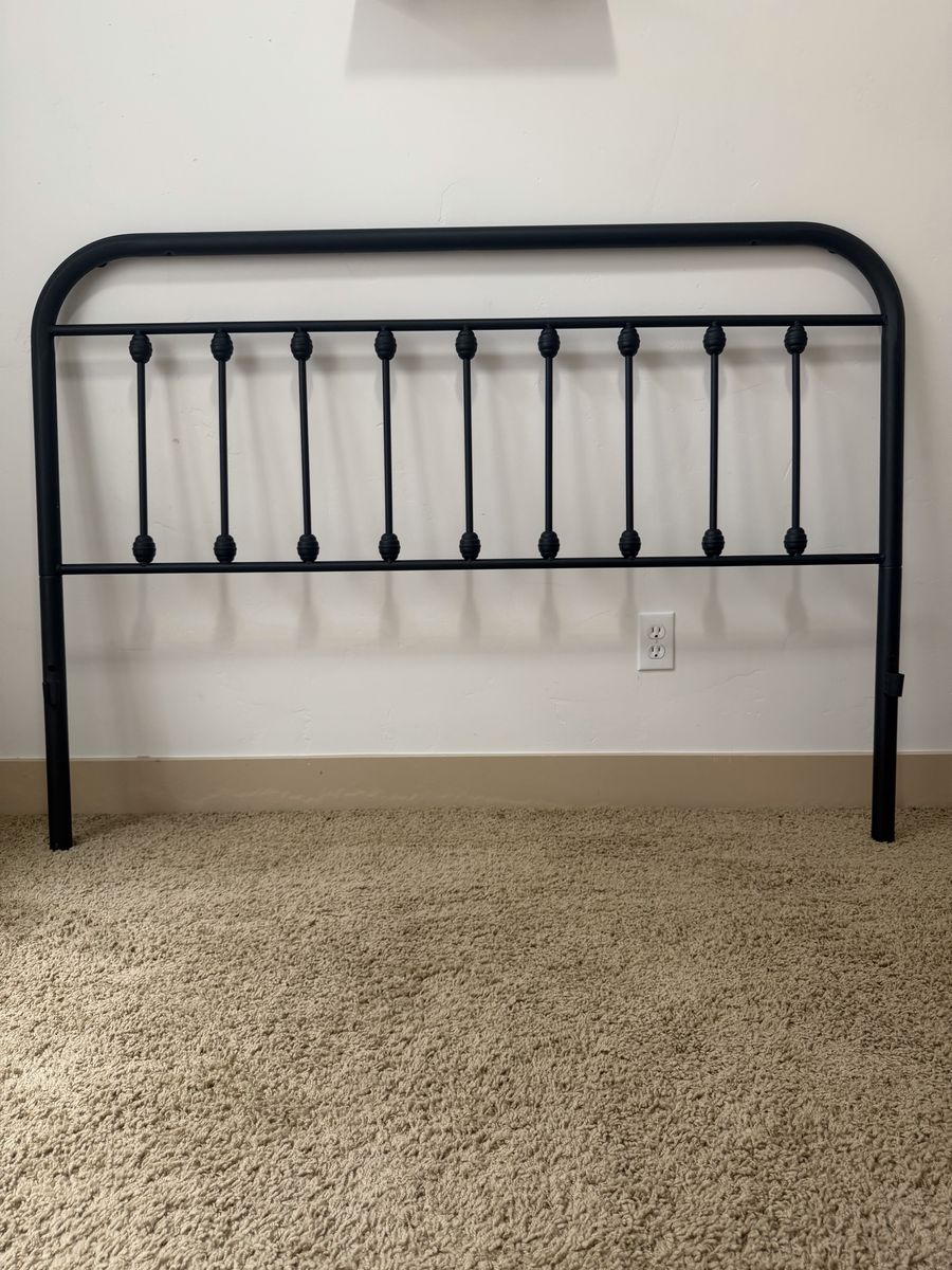 Queen Black Metal Bed Headboard - Classic Design