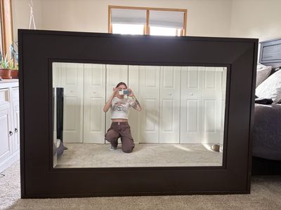 Large Framed Wall/Floor Mirror – Dark Espresso