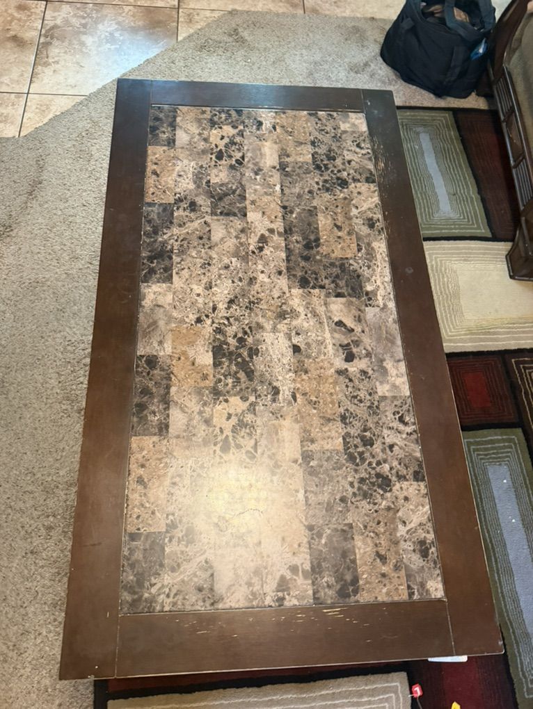 Faux Marble Coffee Table and End Table Set