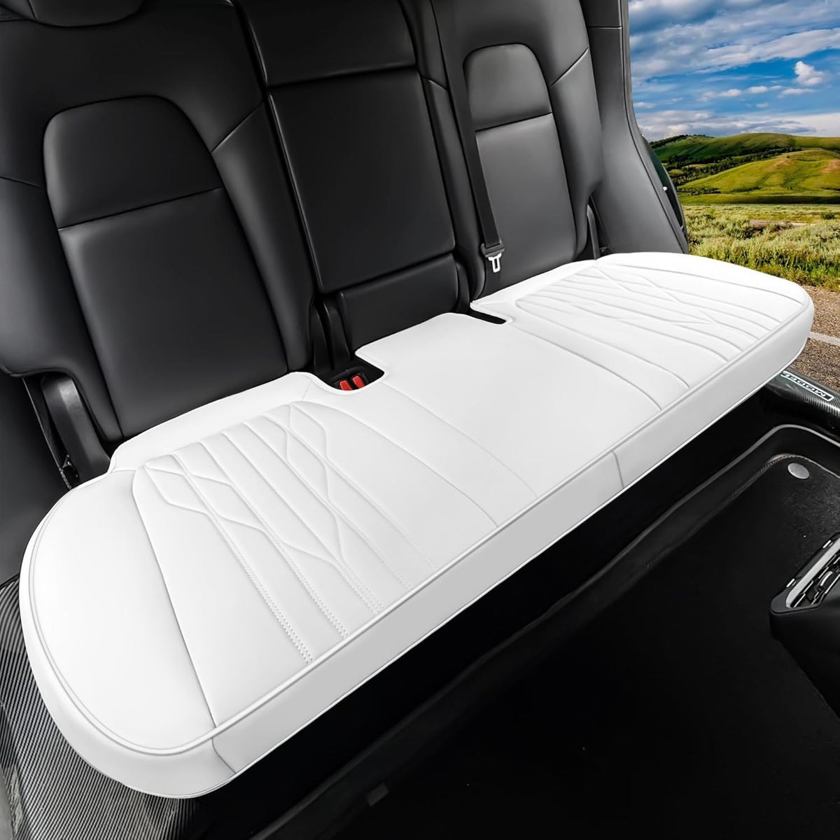 Tesla Model Y Seat covers-  2 Front bottom 1 back Bottom WHITE