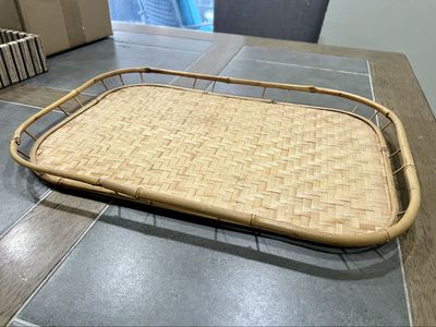 Vintage Bamboo Rattan Serving Tray