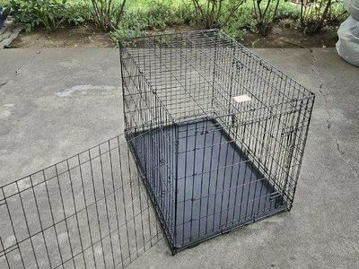 42" XL Dog Cat Pet Kennel Metal Cage Crate Folds 2 Doors Puppy Divider