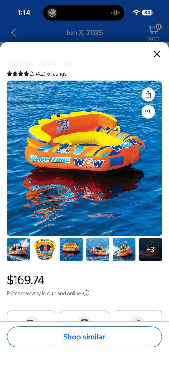 WOW Sports Wave Zone 2-Person Inflatable Towable Tube