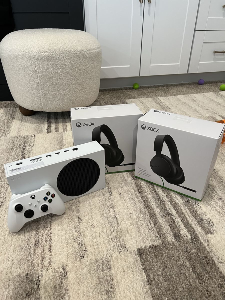 Xbox Series S with Controller and Two Xbox Stereo Headsets