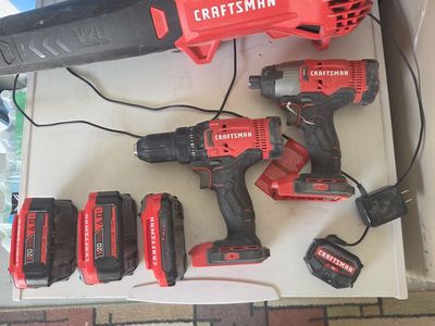 Craftsman V20 Cordless Power Tool Combo Kit - Blower, Drill, Impact Driver, 3x 4.0Ah Batteries & Charger