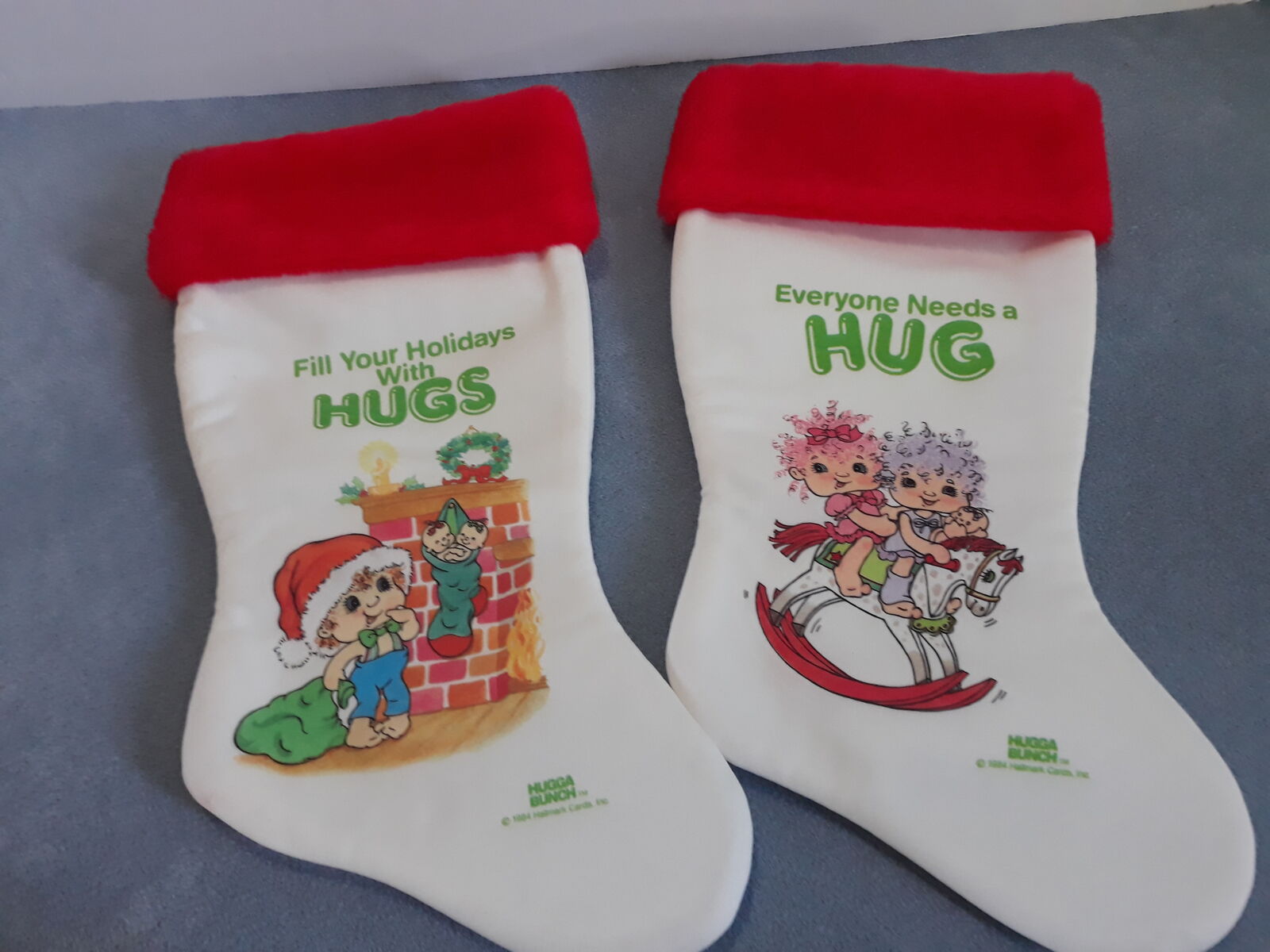 Two adorable Hug a Bunch Christmas stockings