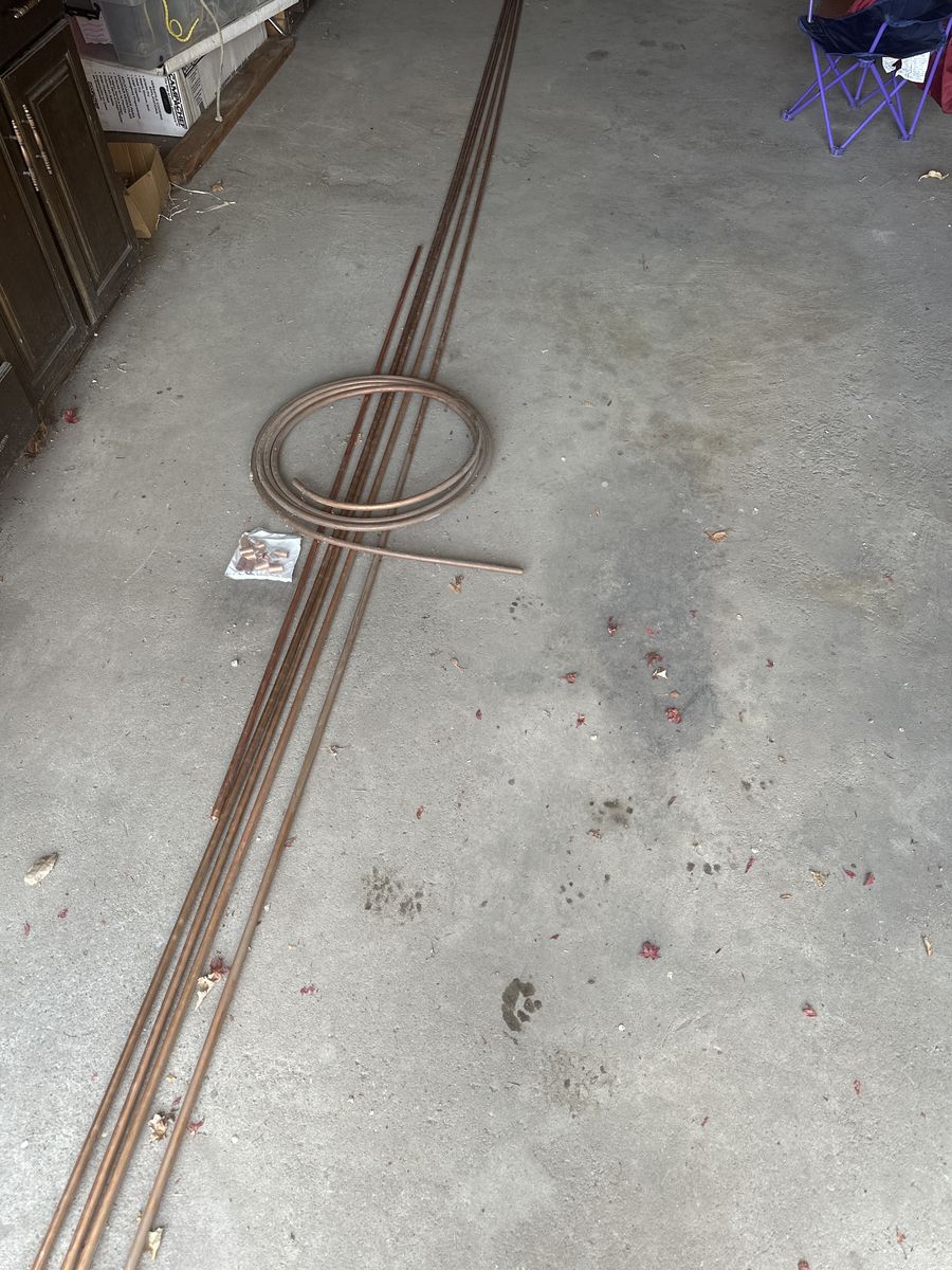 110+' 1/2” copper pipe and a few couplings