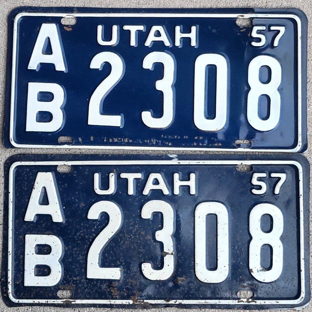 Pair of 1957 Utah license plates