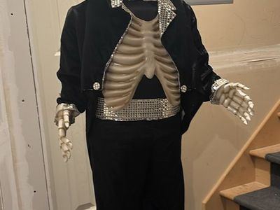 Gemmy Animated Dancing Skeleton Prop with Hat and Sequin Outfit