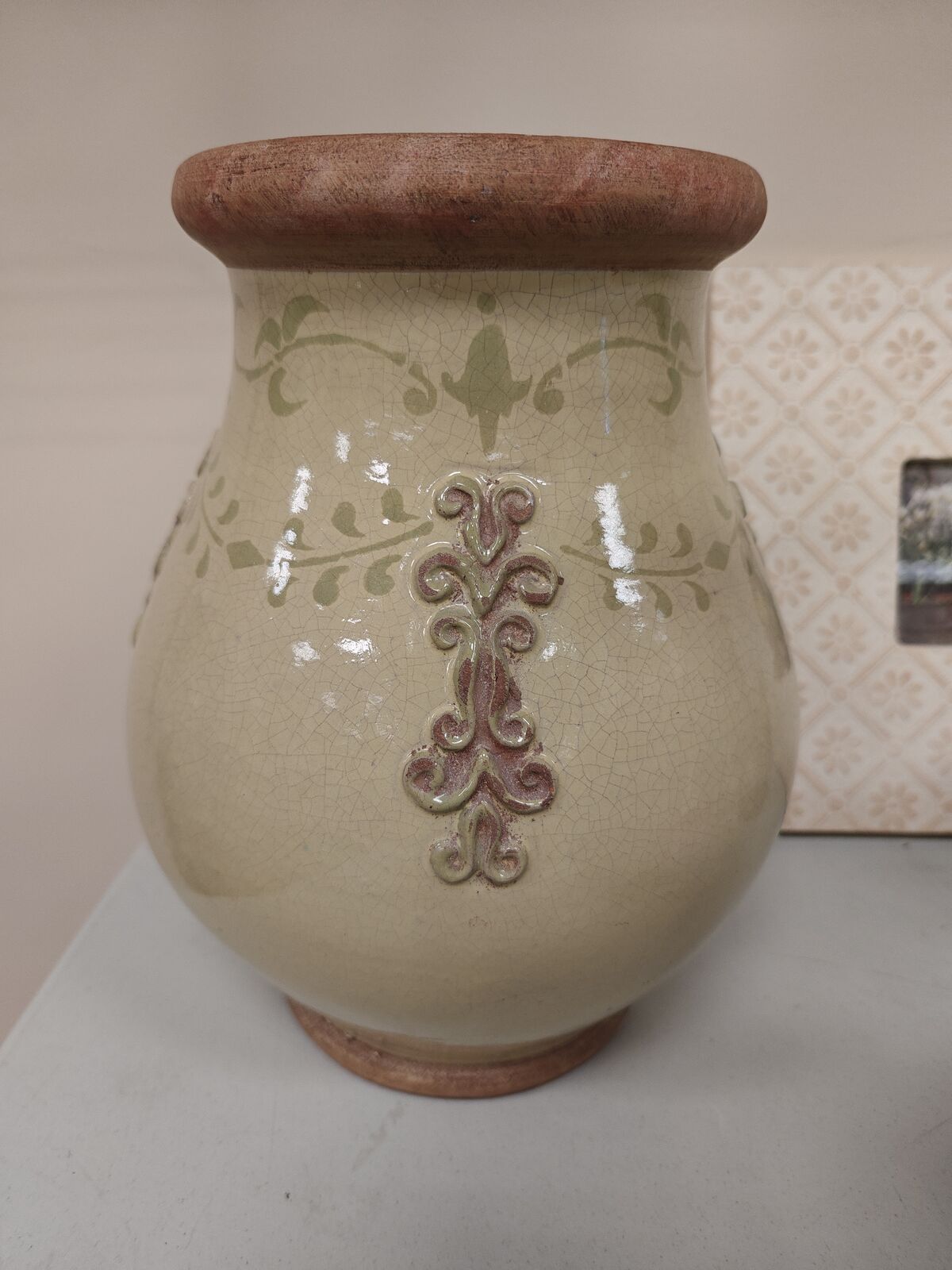 Decorative Crackle Glaze Ceramic Vase – 11.5” Tall