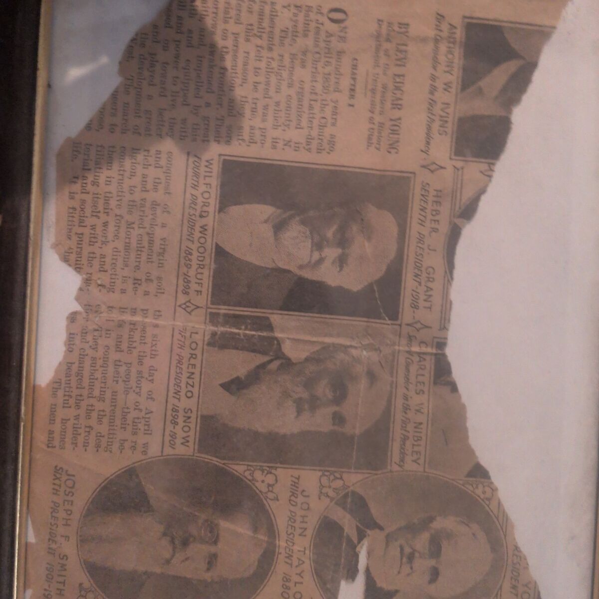 “Vintage Framed LDS Church Presidents Newspaper Pr