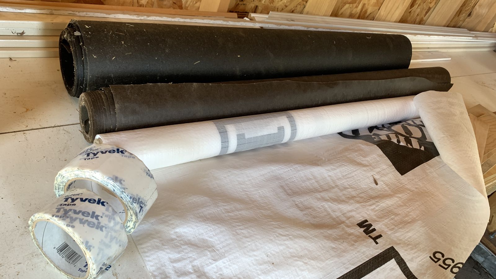 Felt paper, tyvek and 1”screws