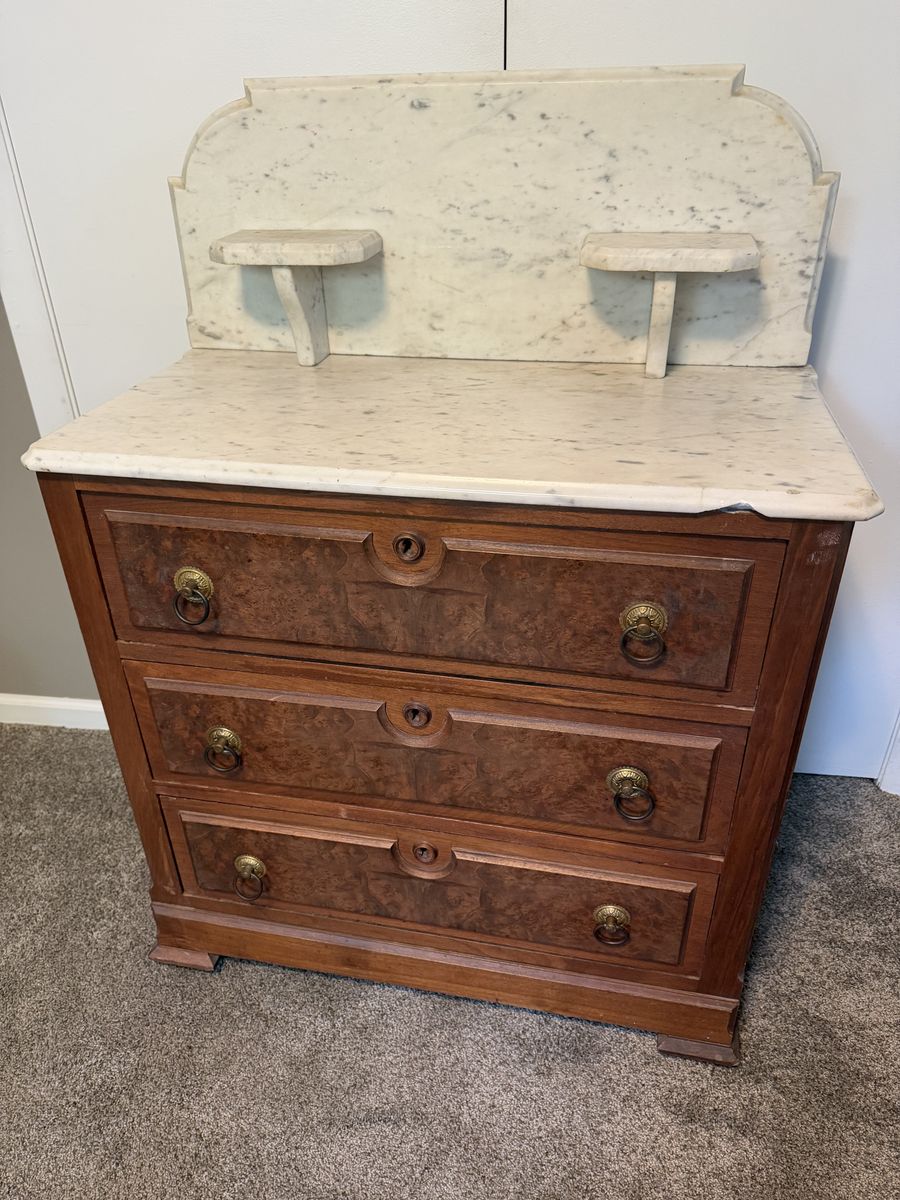 Walnut Dresser w/Marble Top