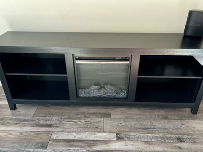 Very nice media console electric fireplace adjustable shelves black