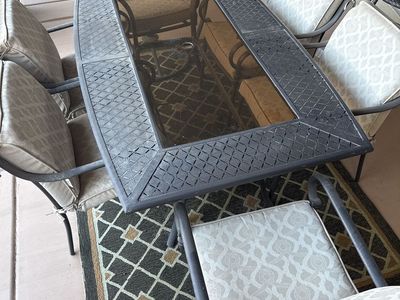 Outdoor Metal And Glass Table And Chairs