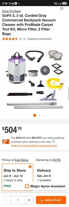 Proteam Emerson Gofit 3 backpack vacuum