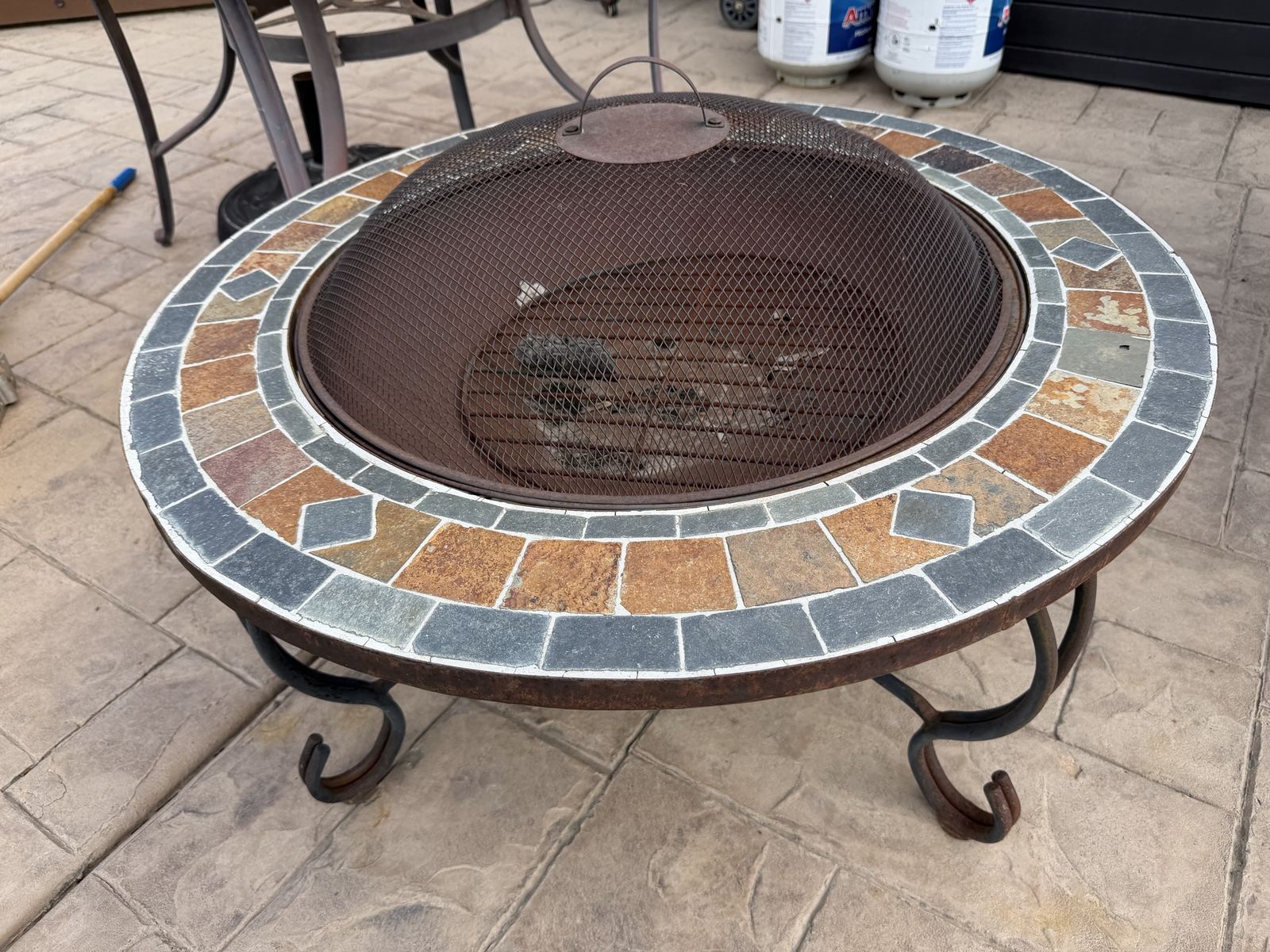 Wood burning metal fire pit
