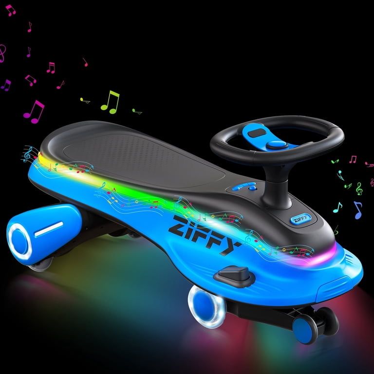 Ziffy EZ-Wiggler Kids Ride-On Wiggle Car with LED Lights & Music (Blue)