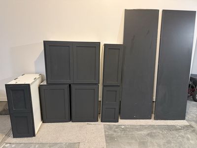 Kitchen Cabinets - Dark Gray Shaker Style Cabinets & Tall Pantry Panels
