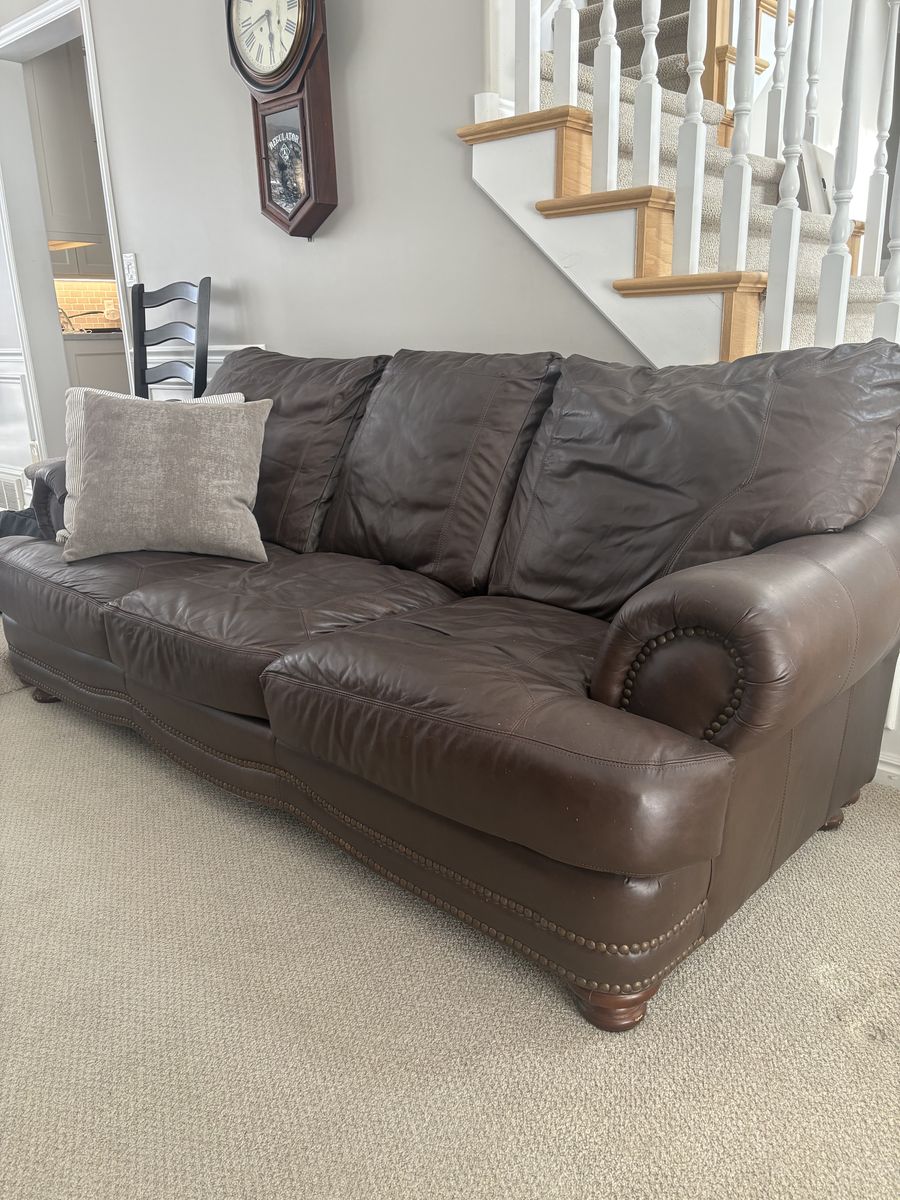 Beautiful Brown Leather Couch & Chair