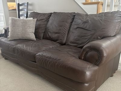 Beautiful Brown Leather Couch & Chair