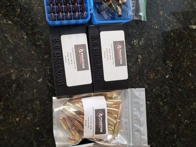 Phantom Defense 8.6 Blackout Ammunition Lot with Storage Cases and Brass