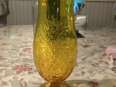 Yellow Pineapple Embossed Plastic Vase