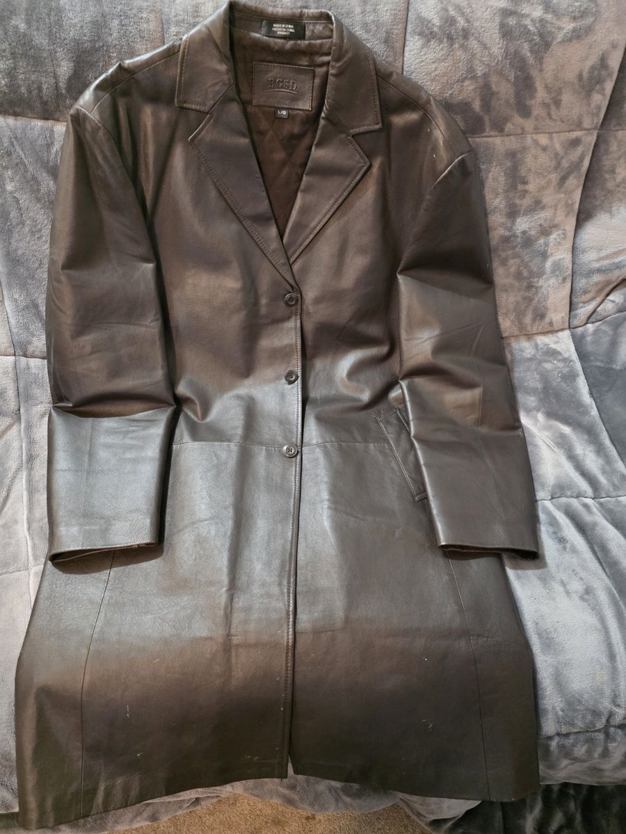 BGSD Full Length Mens Leather Jacket Size L