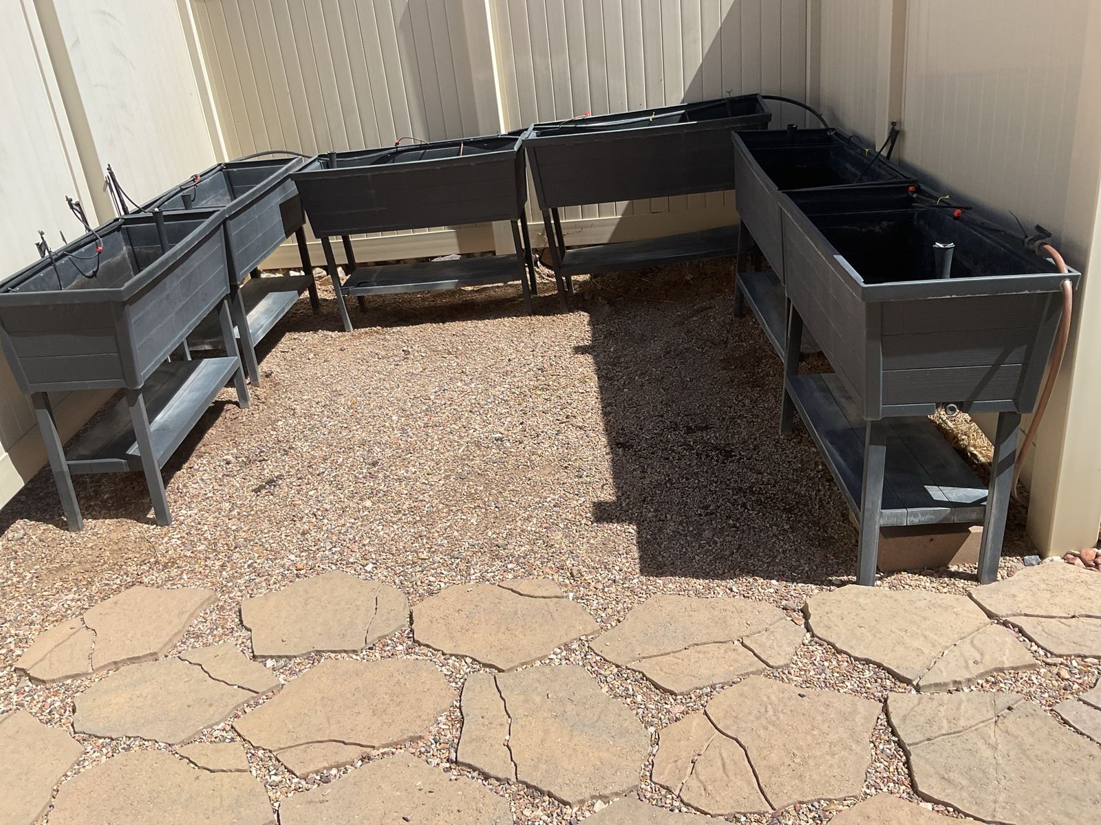 Raised Garden Beds with Irrigation System - Used Set of 6