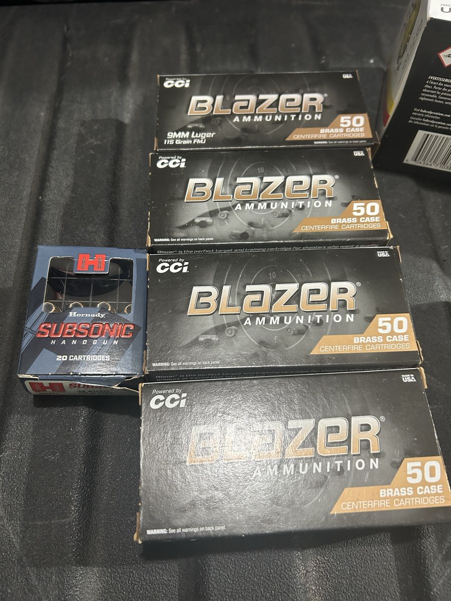 Assorted Ammunition Boxes - CCI Blazer, PMC, Hornady & Federal- selling bundled together.