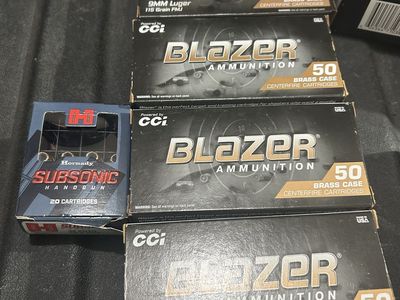 Assorted Ammunition Boxes - CCI Blazer, PMC, Hornady & Federal- selling bundled together.