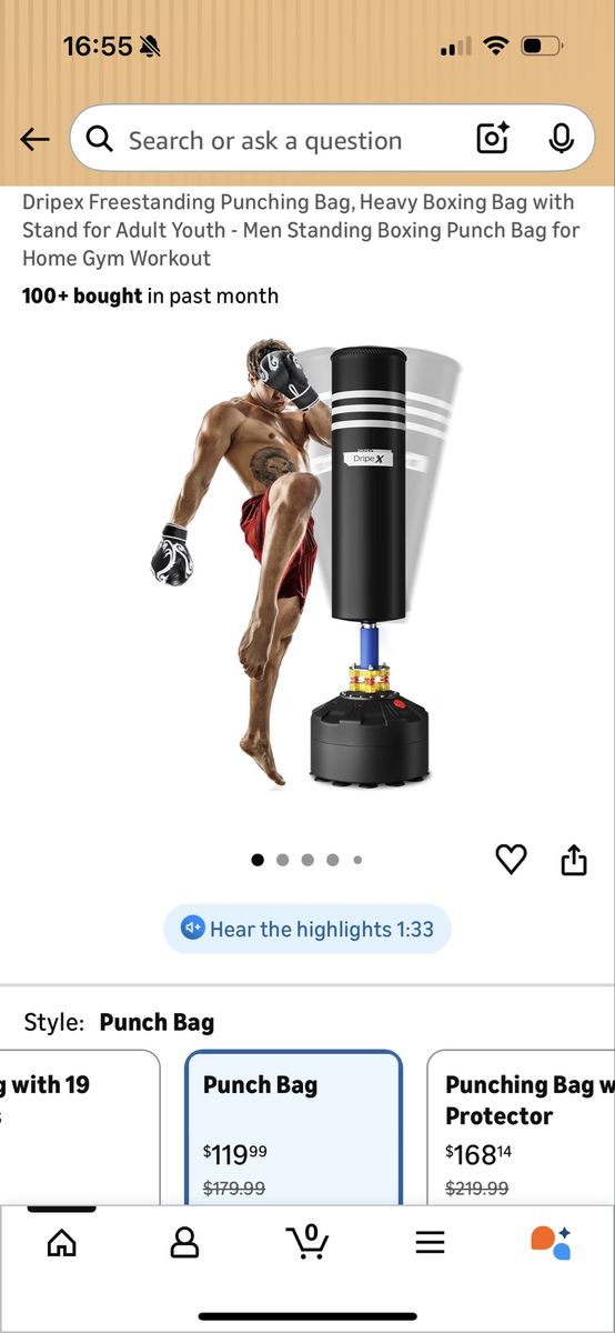 Dripex Punching Bag and Century 10oz Gloves