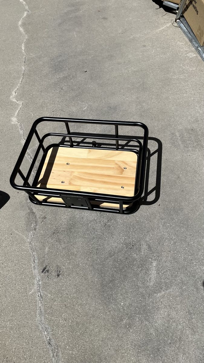 Mokwheel  black Metal and Wood Bicycle Cargo Basket Front Rack