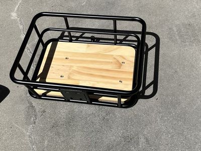 Mokwheel black Metal and Wood Bicycle Cargo Basket Front Rack