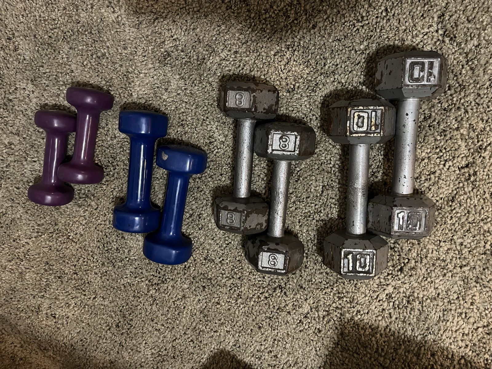 Dumbbells Weights Set - Pair of 3lb, 5lb, 8lb, 10lb Hex Free Weights
