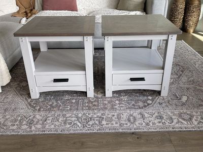 Modern farmhouse gray accent tables