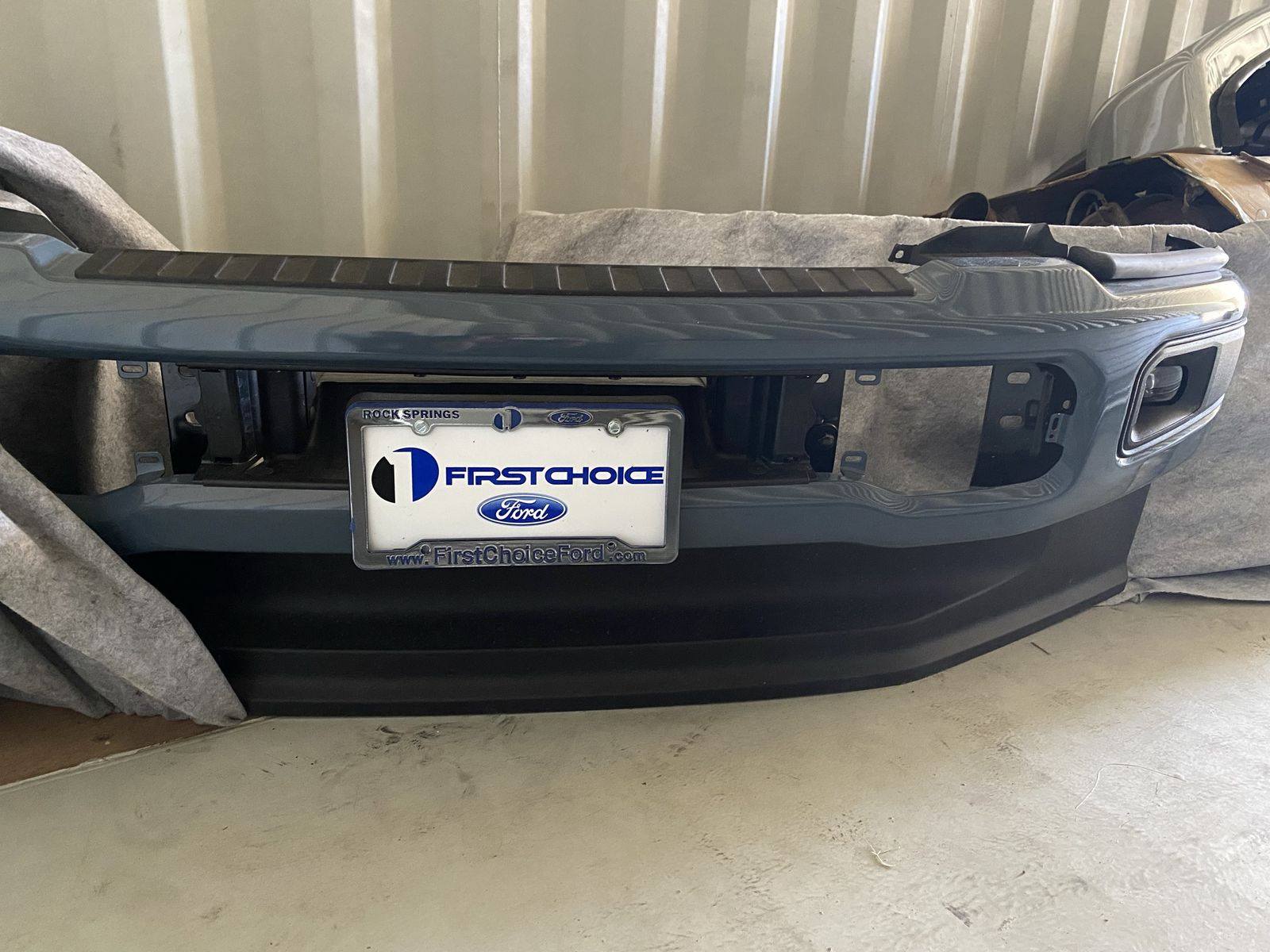 OEM 2023 Ford F350 New Azure Gray Front Bumper with Fog Lights - Excellent Condition
