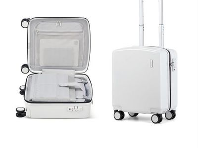 Hanke 16" Underseat Carry-On Luggage, White Hard Shell Spinner Wheels, TSA Lock, Airline-Approved